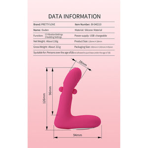 PRETTY LOVE - VIBRATORE RICARICABILE IN SILICONE DUDEN CON 12 MODALITÀ DI VIBRAZIONE E 3 MODALITÀ DI OSCILLAZIONE, ROSA