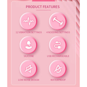 PRETTY LOVE - VIBRATORE RICARICABILE IN SILICONE DUDEN CON 12 MODALITÀ DI VIBRAZIONE E 3 MODALITÀ DI OSCILLAZIONE, ROSA