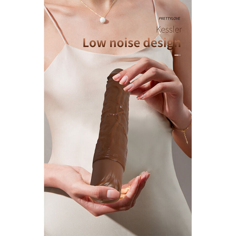 PRETTY LOVE - KESSLER DILDO VIBRANTE REALISTICO CON 10 MODALITÀ DI VIBRAZIONE E 10 ROTAZIONI, 22 CM, MARRONE