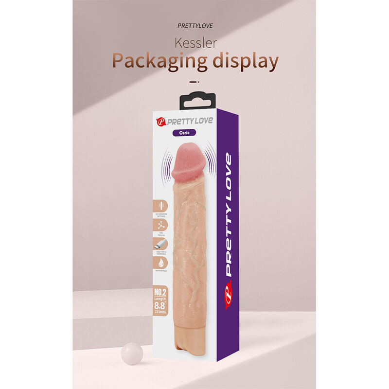 PRETTY LOVE - KESSLER DILDO VIBRANTE REALISTICO CON 10 MODALITÀ DI VIBRAZIONE E 10 ROTAZIONI, 22 CM NATURALE