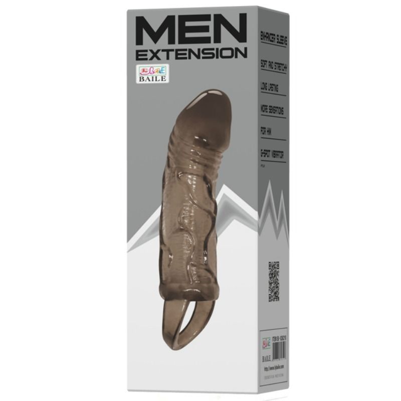 BAILE - PENIS EXTENDER COVER WITH TESTICLE STRAP BLACK 13.5 CM