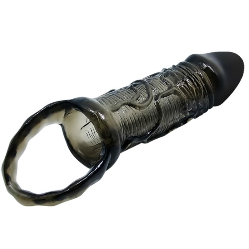 BAILE - PENIS EXTENDER COVER WITH TESTICLE STRAP BLACK 13.5 CM