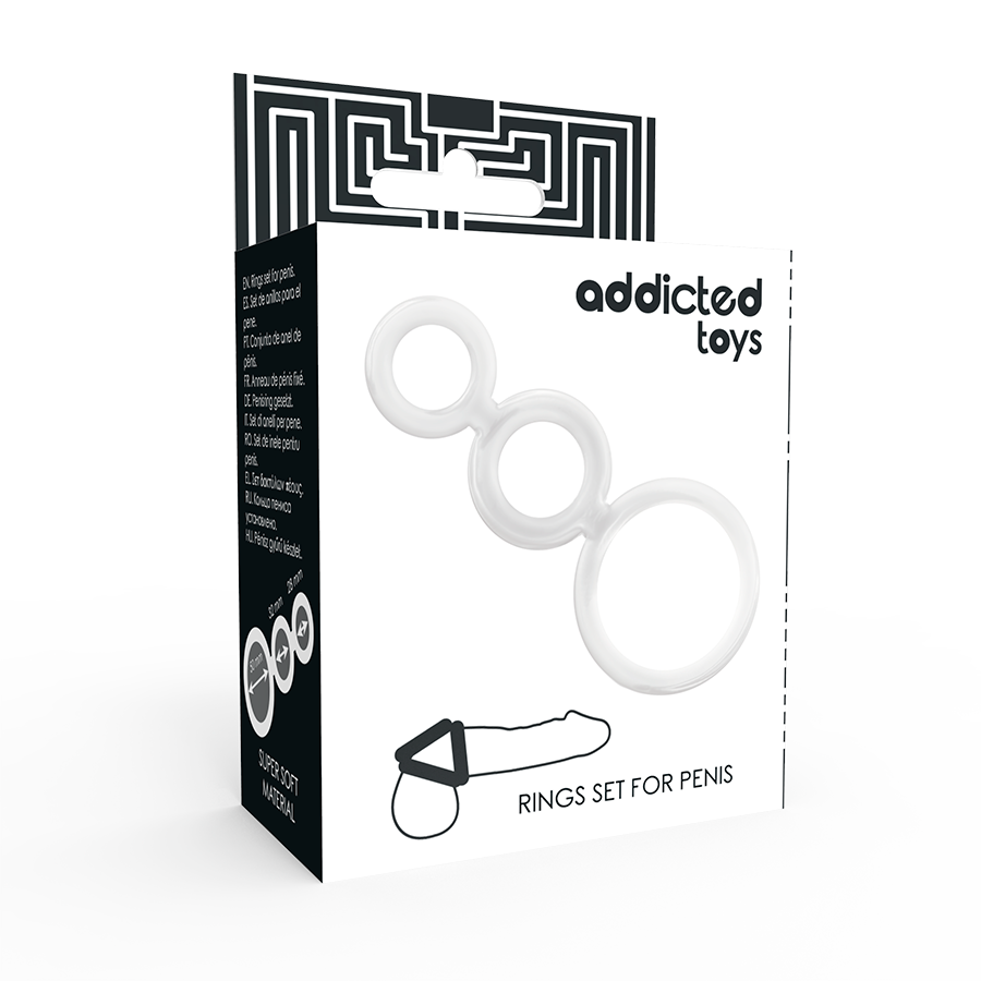 ADDICTED TOYS - JUEGO DE ANILLOS PARA PENE TRANSPARENTES