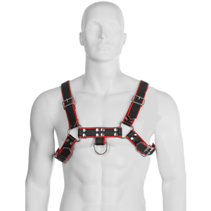 IMBRACATURA IN PELLE PER IL CORPO - CATENA HARNESS III NERO / ROSSO