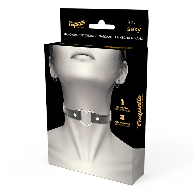 COQUETTE CHIC DESIRE - COLLAR DE CUERO VEGANO CON CORAZÓN ACCESORIO PARA MUJER