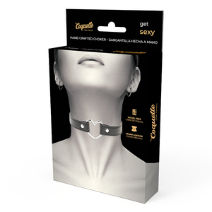 COQUETTE CHIC DESIRE - COLLAR DE CUERO VEGANO CON CORAZÓN ACCESORIO PARA MUJER