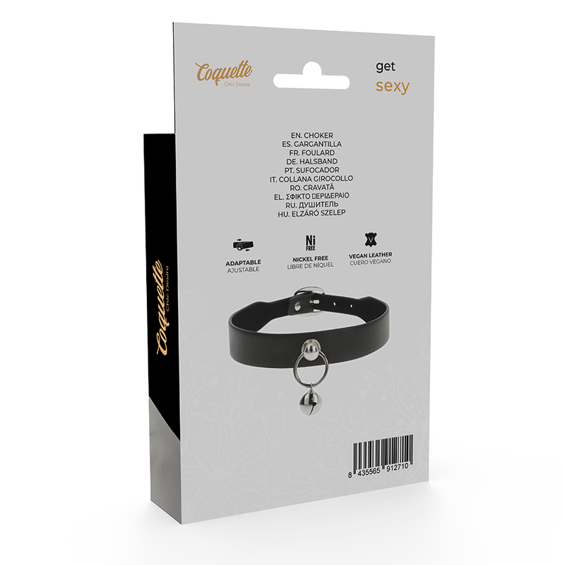 COQUETTE CHIC DESIRE - VEGAN LEATHER CHOKER WOMEN'S ACCESSORY BELL/O-RING