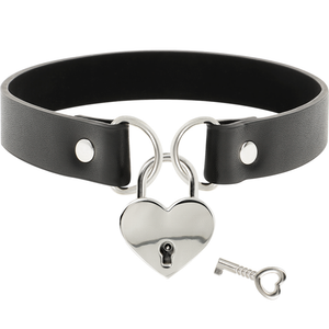 COQUETTE CHIC DESIRE - VEGAN LEATHER NECKLACE WITH KEY HEART ACCESSORY