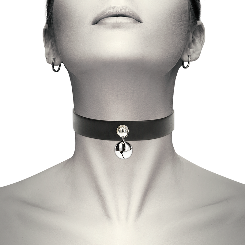 COQUETTE CHIC DESIRE - VEGAN LEATHER NECKLACE WOMEN ACCESSORY WITH RATTLE