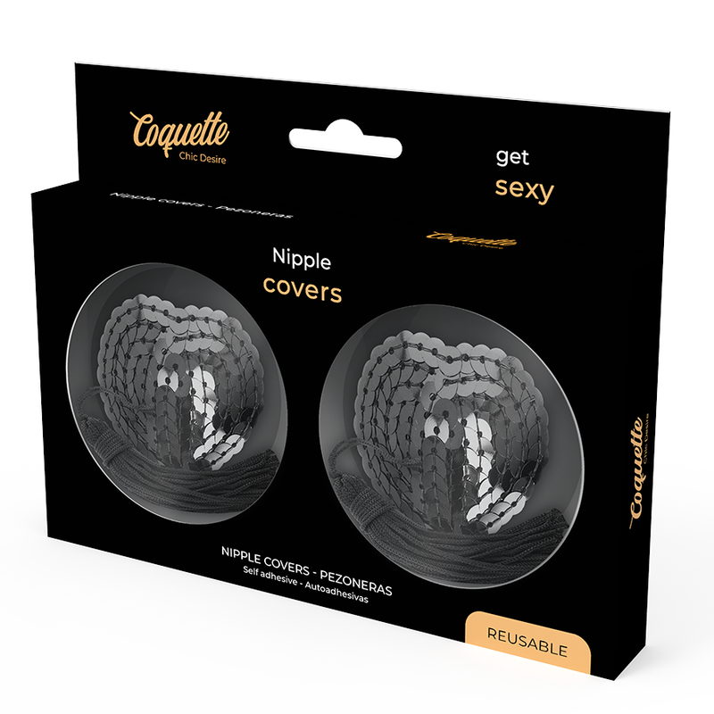 COQUETTE CHIC DESIRE - CUBREPEZONES NEGROS CON LENTEJUELAS