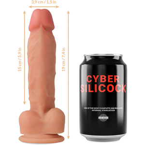CYBER SILICOCK - DILDO EN SILICONA LÍQUIDA OLIVER CON 3 ANILLOS DE REGALO 19 CM -O- 3.9 CM
