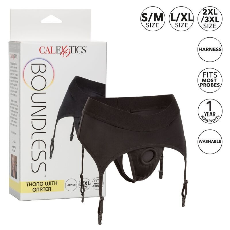 CALEXOTICS - LIMITLESS THONG WITH GARTER L/XL