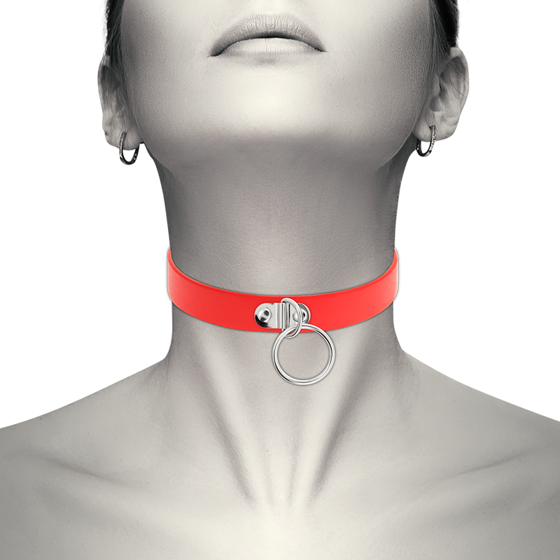 COQUETTE CHIC DESIRE - RED VEGAN LEATHER COLLAR WOMEN'S FETISH ACCESSORY