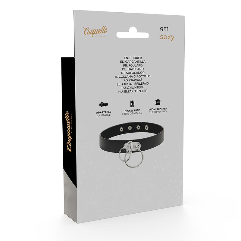 COQUETTE CHIC DESIRE - COLLAR DE PIEL VEGANA CON DOBLE ANILLO