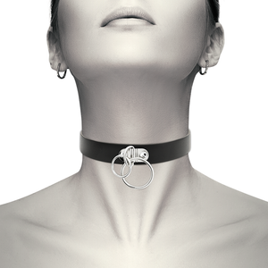 COQUETTE CHIC DESIRE - COLLAR DE PIEL VEGANA CON DOBLE ANILLO