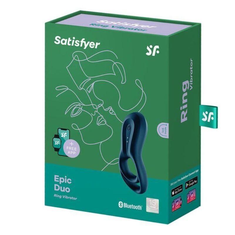 SATISFYER - APP VIBRADOR DE ANILLO EPIC DUO AZUL
