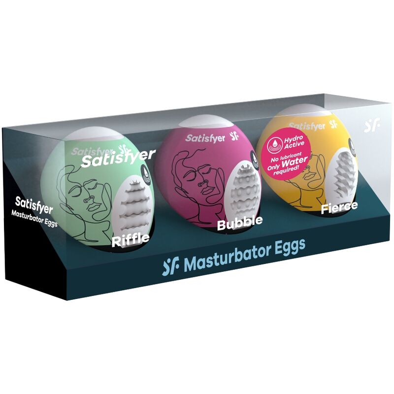 SATISFYER - 3 UOVA MASTURBATRICI RIFFLE, BUBBLE E FIERCE