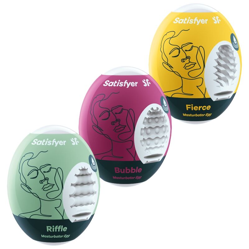 SATISFYER - 3 UOVA MASTURBATRICI RIFFLE, BUBBLE E FIERCE