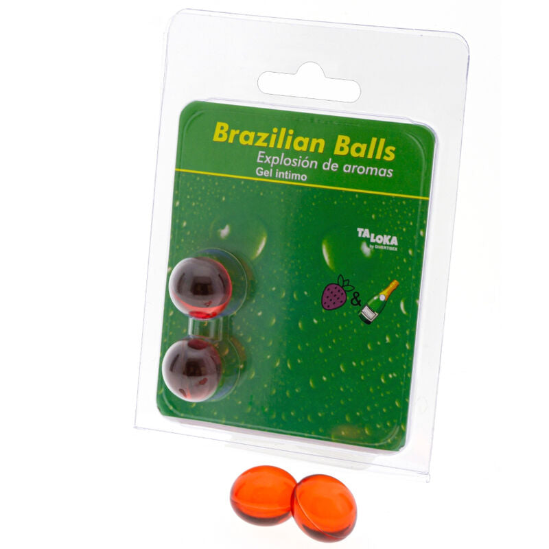 TALOKA - 2 ESFERAS BRASILEÑAS GEL ÍNTIMO FRESAS Y CHAMPAÑA
