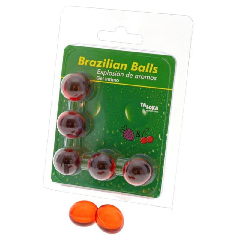 TALOKA - 5 BRAZILIAN INTIMATE GEL SPHERES STRAWBERRY AND CHERRY