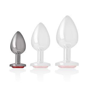 INTENSO - TAPÓN ANAL DE METAL DE ALUMINIO CON CRISTAL ROJO TALLA S