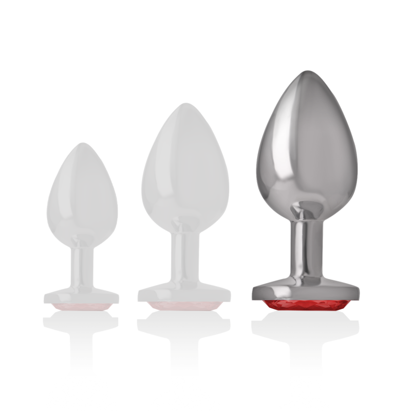 INTENSE - ENCHUFE ANAL DE METAL DE ALUMINIO CON CRISTAL ROJO TALLA L