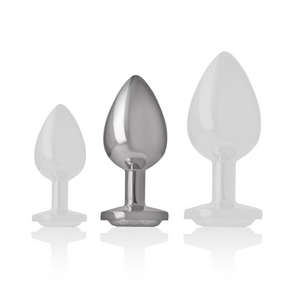 INTENSE - METAL ALUMINUM ANAL PLUG WITH SILVER CRYSTAL SIZE M