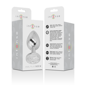 INTENSE - METAL ALUMINUM ANAL PLUG WITH SILVER CRYSTAL SIZE M