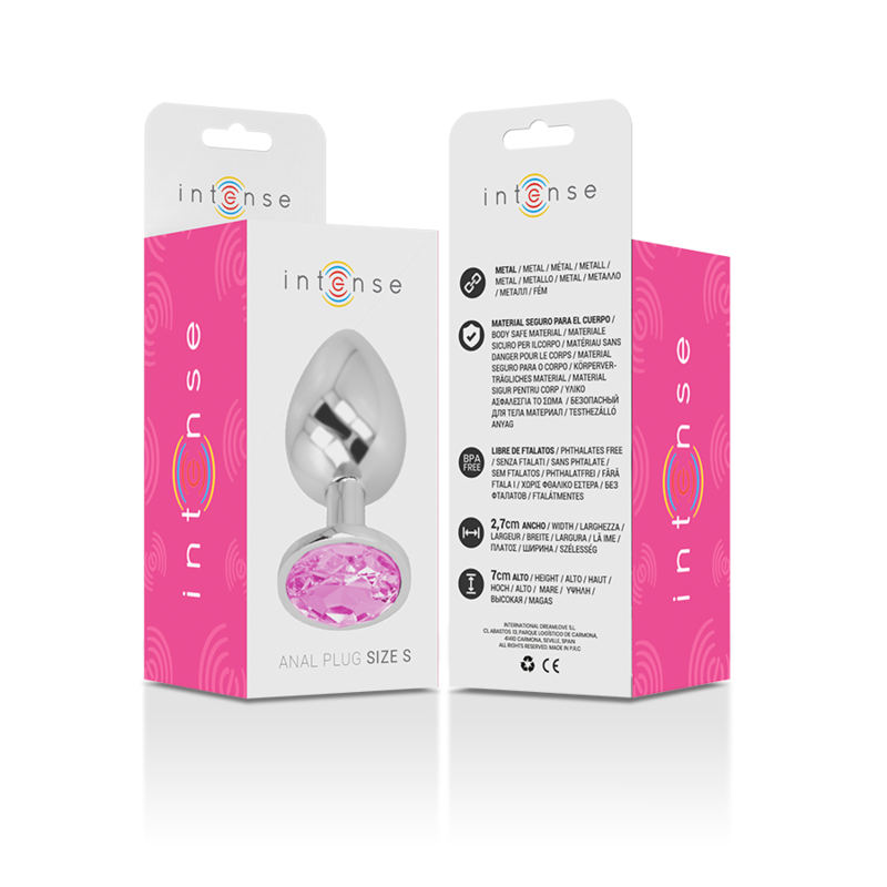 INTENSE - ANAL METAL ALUMINUM PLUG WITH PINK CRYSTAL SIZE S
