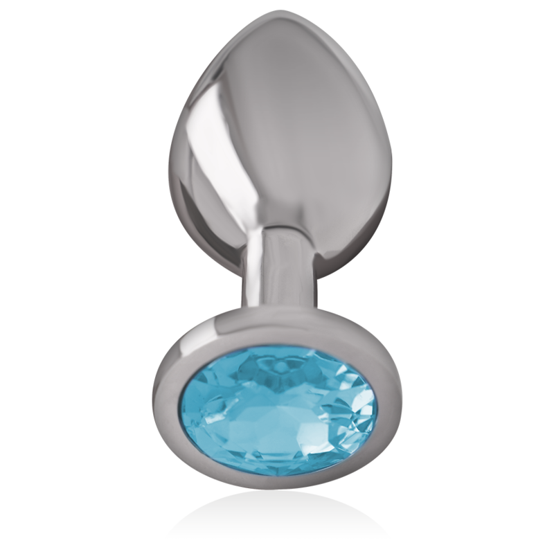 INTENSE - ENCHUFE ANAL DE METAL DE ALUMINIO CON CRISTAL AZUL TALLA L