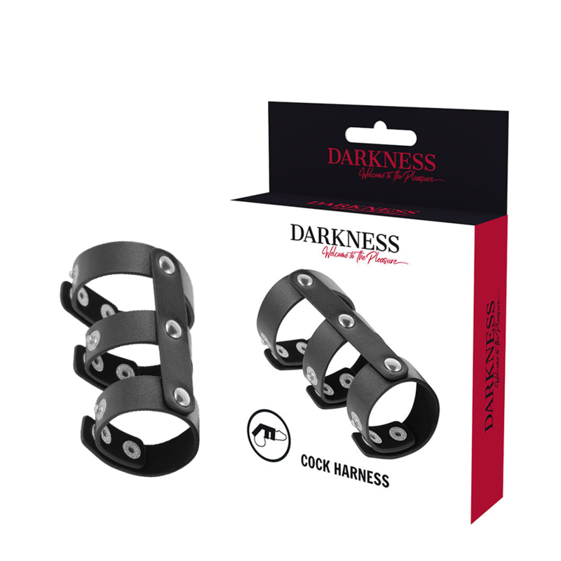 DARKNESS - ANILLO DOBLE DE CUERO AJUSTABLE PARA PENE Y TESTÍCULOS