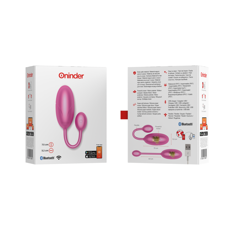 ONINDER - HUEVO VIBRADOR TOKYO ROSA 7,5 X 3,2 CM APP GRATUITA