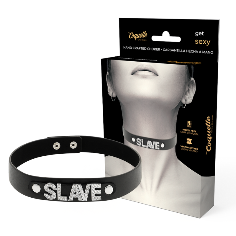 COQUETTE CHIC DESIRE - VEGAN SLAVE LEATHER CHOKER