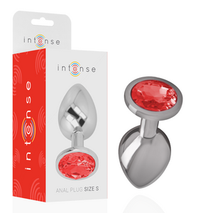 INTENSO - TAPÓN ANAL DE METAL DE ALUMINIO CON CRISTAL ROJO TALLA S