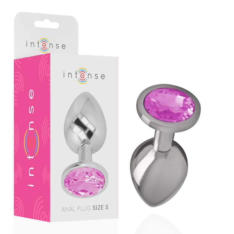 INTENSE - PLUG ANAL DE ALUMINIO CON CRISTAL ROSA TALLA S