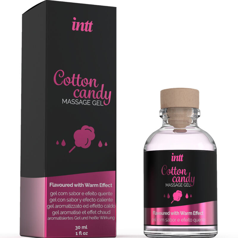 INTT MASSAGE & ORAL SEX - GEL DA MASSAGGIO AL GUSTO DI ZUCCHERO FILATO CON EFFETTO RISCALDANTE