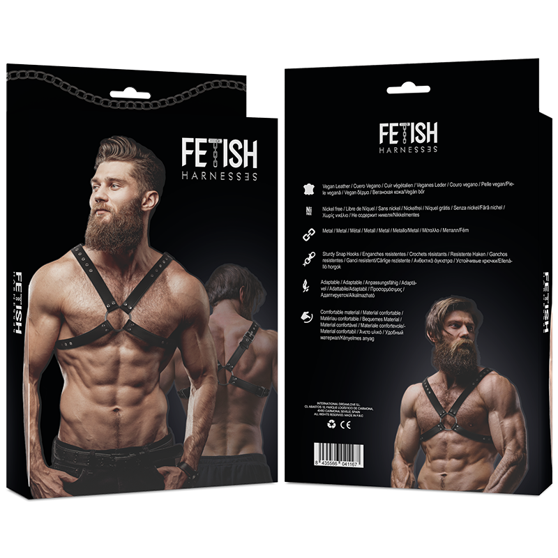 FETISH SUBMISSIVE ATTITUDE - ARNÉS DE PIEL SINTÉTICA CRUZADO EN EL PECHO PARA HOMBRE