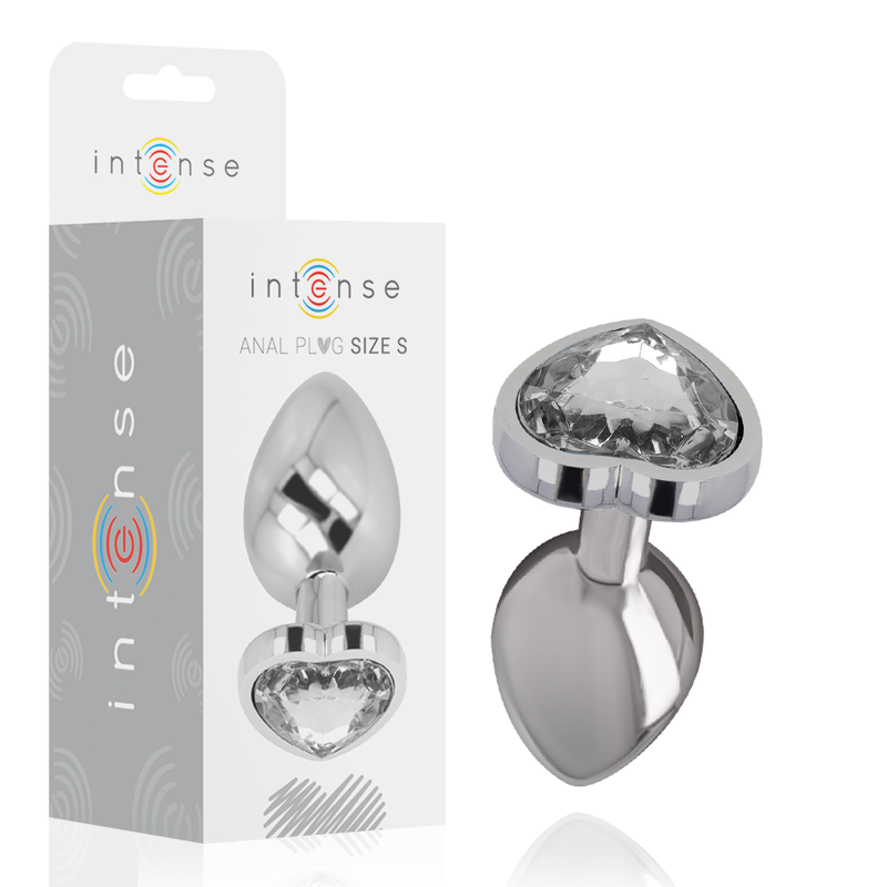 INTENSE - TAPÓN ANAL DE ALUMINIO CON CORAZÓN BLANCO TALLA S