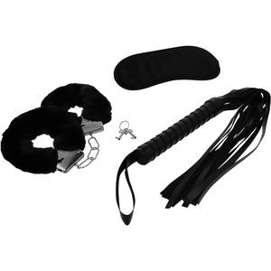 INTENSE - EROTIC FETISH PLAYSET 1 WITH CUFFS, BLINDFOLD AND FLOGGER