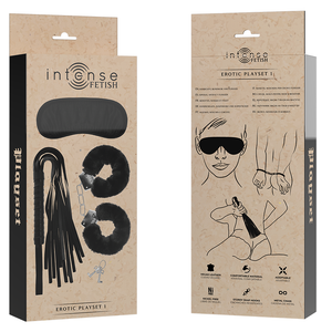 INTENSE - EROTIC FETISH PLAYSET 1 WITH CUFFS, BLINDFOLD AND FLOGGER
