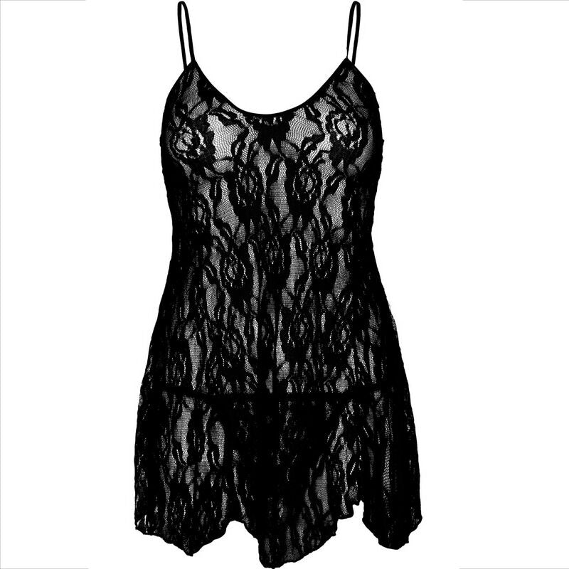 LEG AVENUE - CAMISÓN DE ENCAJE CON FLORES