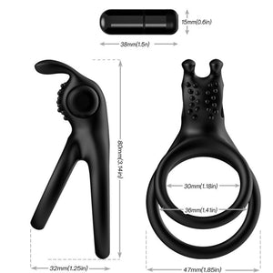 ARMONY - ANELLO VIBRATORE DOPPIO TRAVELLER PER COPPIA RABBIT NERO