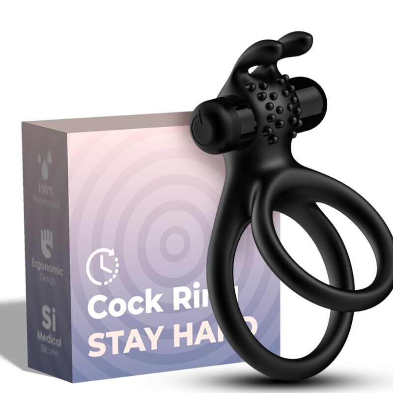 ARMONY - ANELLO VIBRATORE DOPPIO TRAVELLER PER COPPIA RABBIT NERO