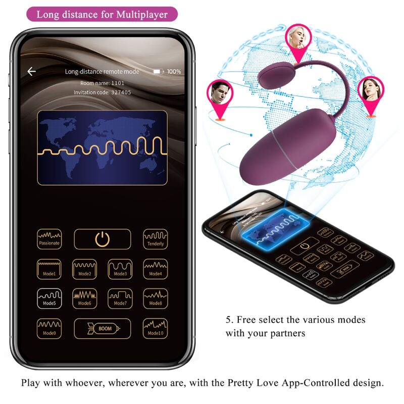 PRETTY LOVE - HUEVO VIBRADOR NYMPH CONTROLADO POR APP LILA
