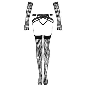 LIVCO CORSETTI FASHION - COMPLETO NEMALIA REGGICALZE + CALZE + GUANTI NERO