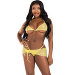 LEG AVENUE - CONJUNTO DE TRES PIEZAS DIAMANTES AMARILLOS M/L