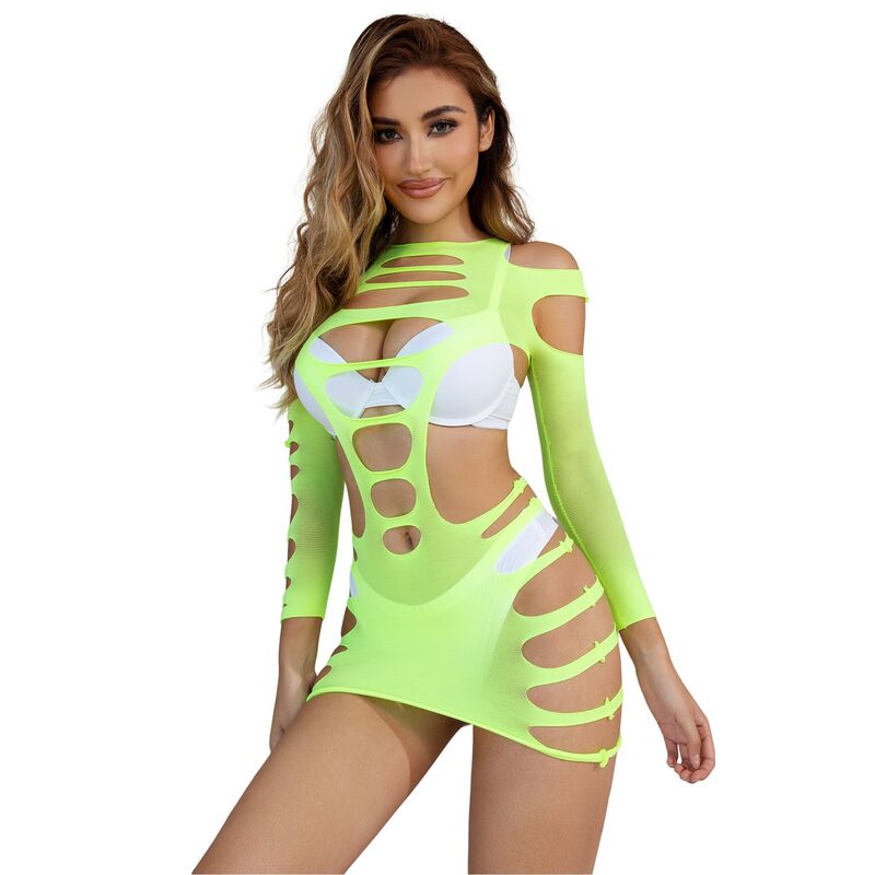 SUBBLIME - 952280 ABITO IN RETE ELASTICA A MANICHE LUNGHE VERDE TAGLIA UNICA