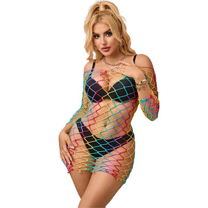 SUBBLIME - 952426 VESTITO A RETE MANICA LUNGA ARCOBALENO TAGLIA UNICA