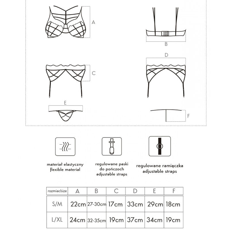 LIVCO CORSETTI FASHION - SOLEDAD LC 20217 REGGISENO + SLIP + REGGICALZE L/XL