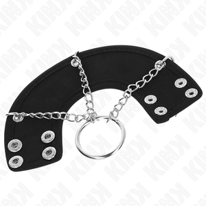 KINK - ANILLO PARA PENE CADENA 4 CM METAL 7 CM CON CINTURÓN DE CUERO